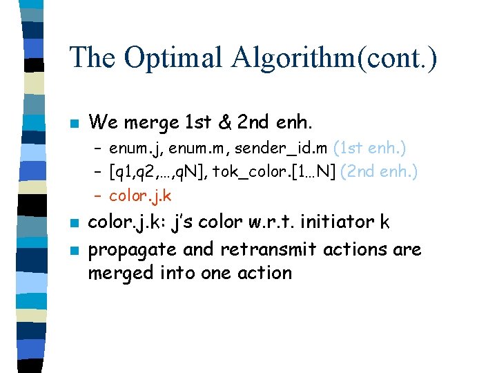 The Optimal Algorithm(cont. ) n We merge 1 st & 2 nd enh. –