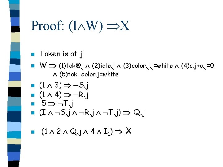 Proof: (I W) X n Token is at j n W (1)tok@j (2)idle. j