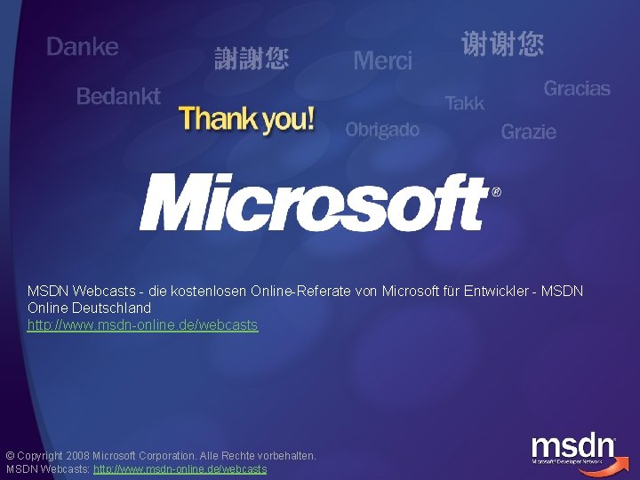 MSDN Webcasts - die kostenlosen Online-Referate von Microsoft für Entwickler - MSDN Online Deutschland