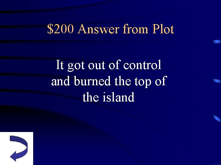 $200 Answer from Plot It got out of control and burned the top of