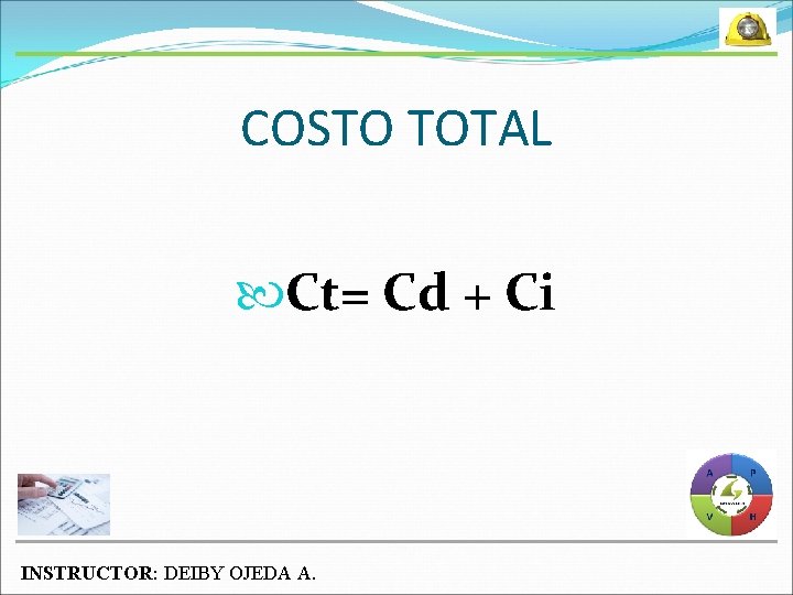 COSTO TOTAL Ct= Cd + Ci INSTRUCTOR: DEIBY OJEDA A. 