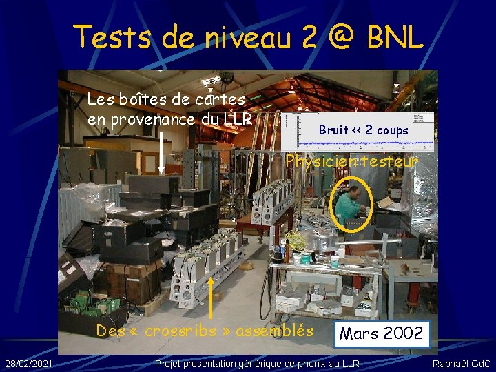 Tests de niveau 2 @ BNL Les boîtes de cartes en provenance du LLR