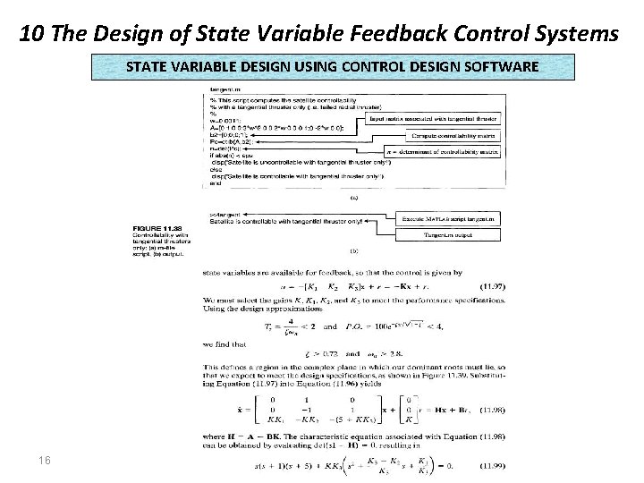 10 The Design of State Variable Feedback Control Systems STATE VARIABLE DESIGN USING CONTROL