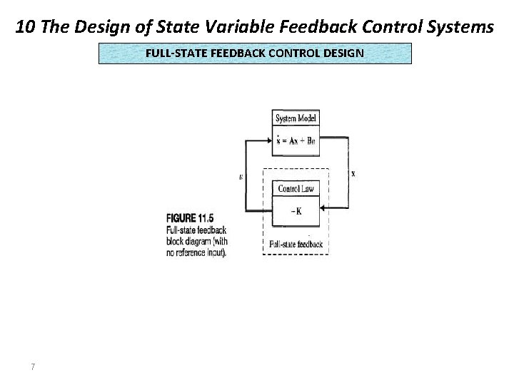 10 The Design of State Variable Feedback Control Systems FULL-STATE FEEDBACK CONTROL DESIGN 7