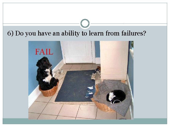 6) Do you have an ability to learn from failures? 