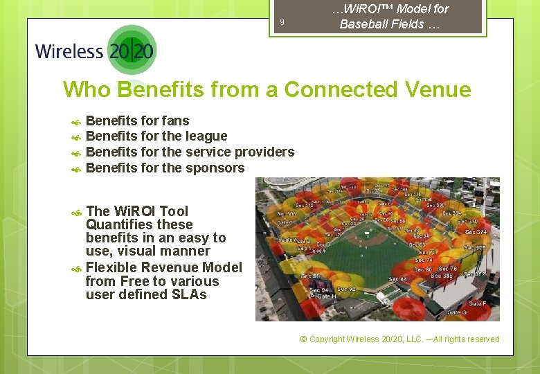 9 …Wi. ROI™ Model for Baseball Fields … Who Benefits from a Connected Venue