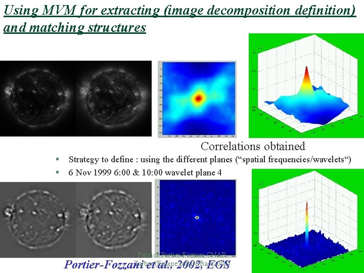 Using MVM for extracting (image decomposition definition) and matching structures Correlations obtained § §