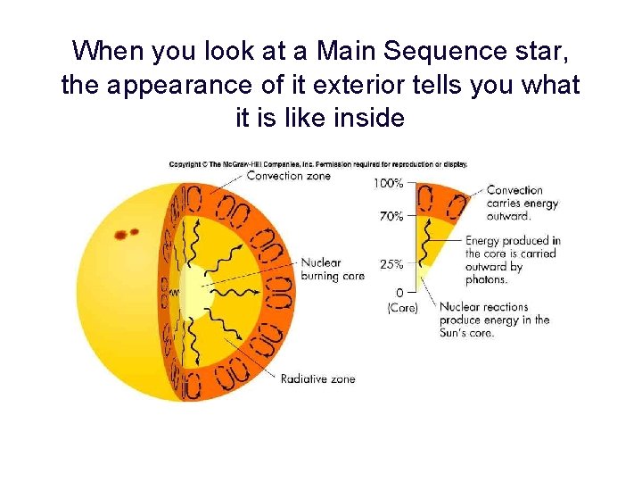 When you look at a Main Sequence star, the appearance of it exterior tells