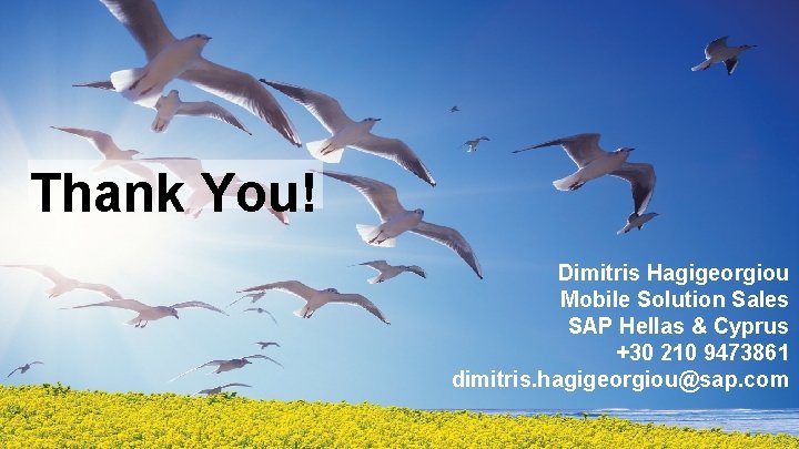 Thank You! Dimitris Hagigeorgiou Mobile Solution Sales SAP Hellas & Cyprus +30 210 9473861