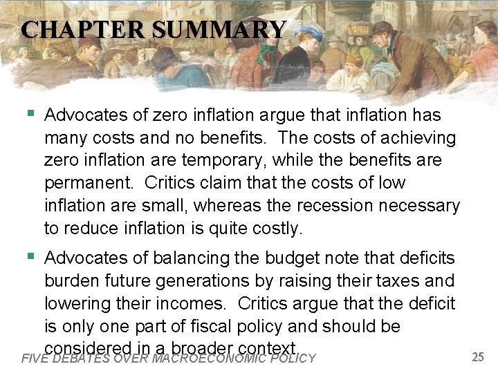 CHAPTER SUMMARY § Advocates of zero inflation argue that inflation has many costs and