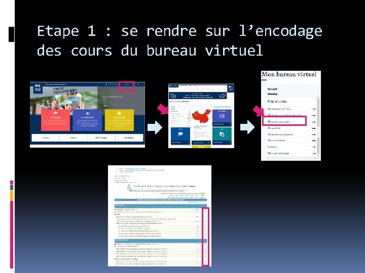 Etape 1 : se rendre sur l’encodage des cours du bureau virtuel 