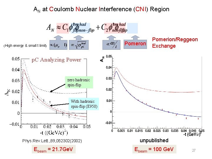 AN at Coulomb Nuclear Interference (CNI) Region Pomeron (High energy & small t limit)