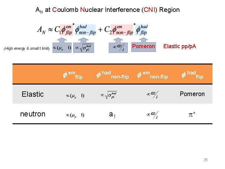 AN at Coulomb Nuclear Interference (CNI) Region Pomeron (High energy & small t limit)