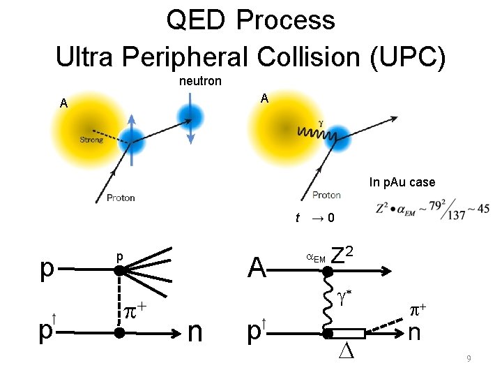 QED Process Ultra Peripheral Collision (UPC) neutron A A In p. Au case t　→