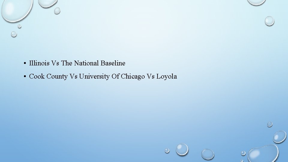  • Illinois Vs The National Baseline • Cook County Vs University Of Chicago