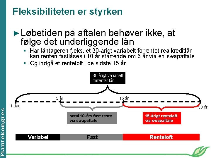 Fleksibiliteten er styrken ► Løbetiden på aftalen behøver ikke, at følge det underliggende lån