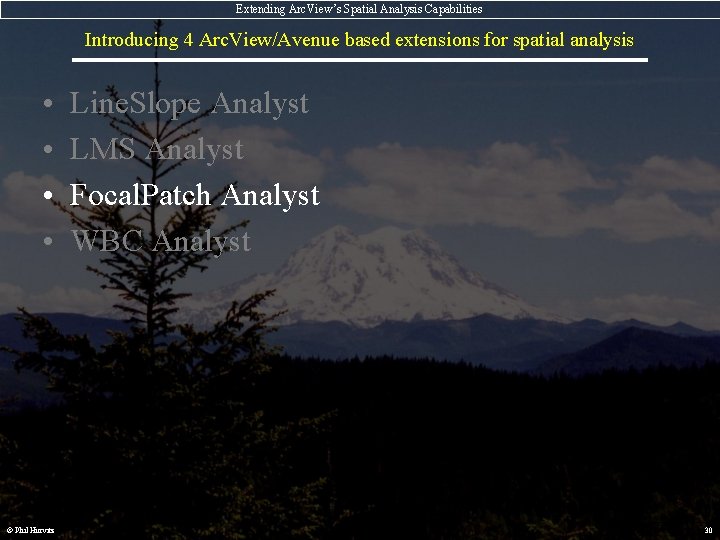 Extending Arc. View’s Spatial Analysis Capabilities Introducing 4 Arc. View/Avenue based extensions for spatial