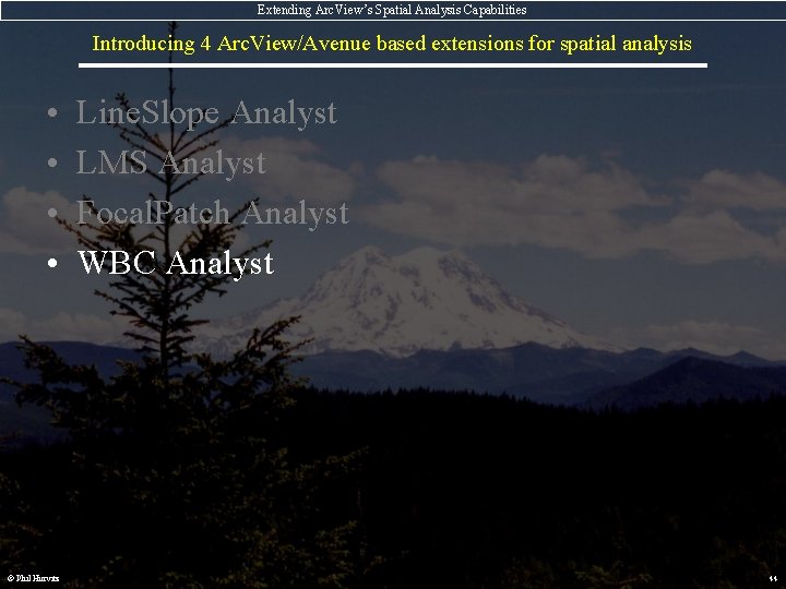Extending Arc. View’s Spatial Analysis Capabilities Introducing 4 Arc. View/Avenue based extensions for spatial