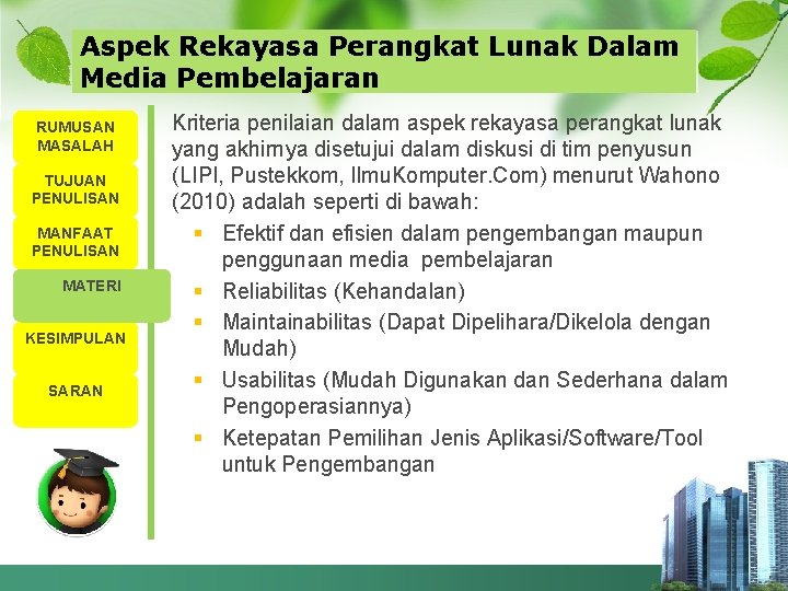 Aspek Rekayasa Perangkat Lunak Dalam Media Pembelajaran RUMUSAN MASALAH TUJUAN PENULISAN MANFAAT PENULISAN MATERI