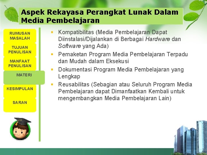 Aspek Rekayasa Perangkat Lunak Dalam Media Pembelajaran RUMUSAN MASALAH TUJUAN PENULISAN MANFAAT PENULISAN MATERI