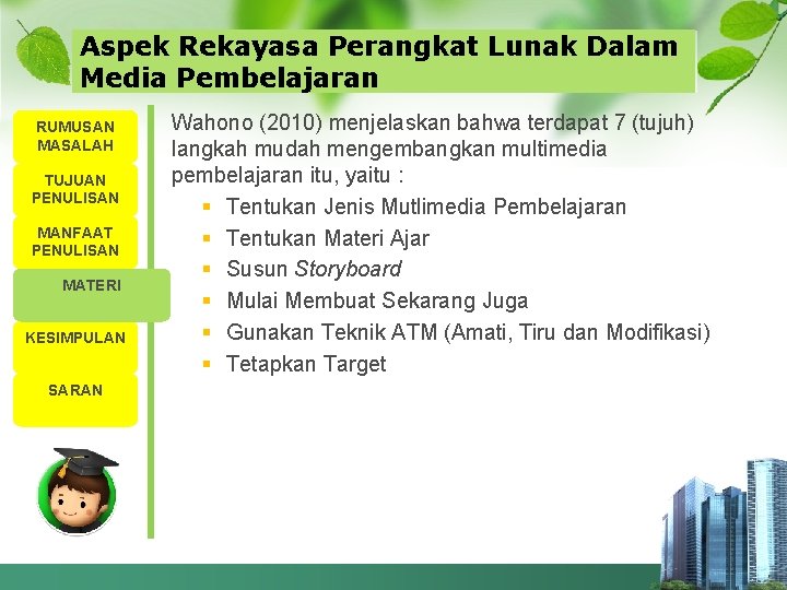 Aspek Rekayasa Perangkat Lunak Dalam Media Pembelajaran RUMUSAN MASALAH TUJUAN PENULISAN MANFAAT PENULISAN MATERI