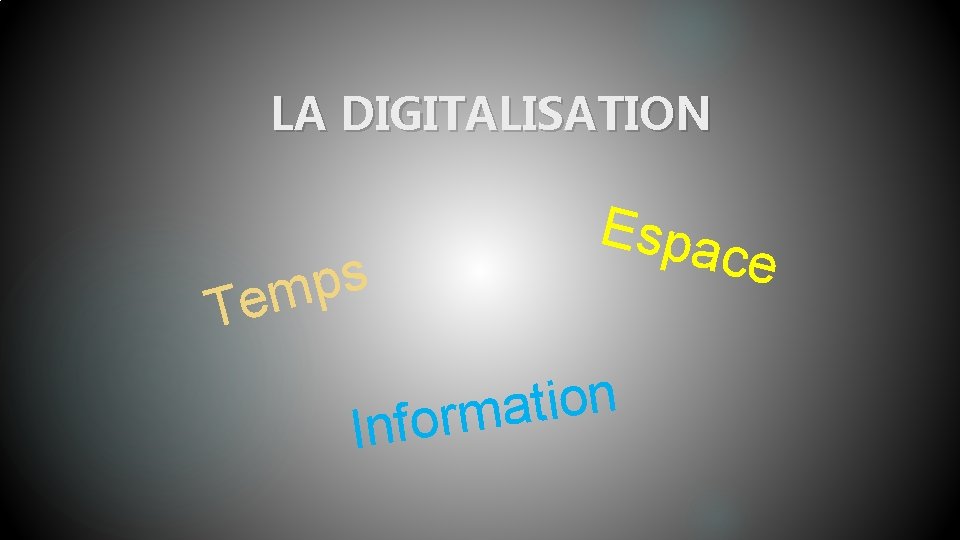 LA DIGITALISATION s p em Espa T n o i t a m r