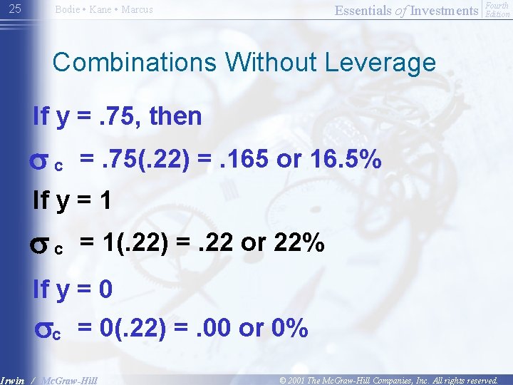 25 Essentials of Investments Bodie • Kane • Marcus Fourth Edition Combinations Without Leverage
