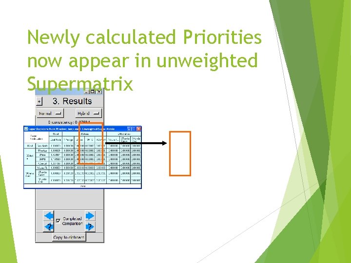 Newly calculated Priorities now appear in unweighted Supermatrix 