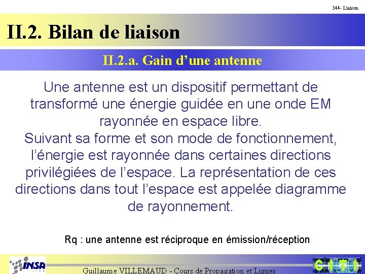 344 - Liaison II. 2. Bilan de liaison II. 2. a. Gain d’une antenne