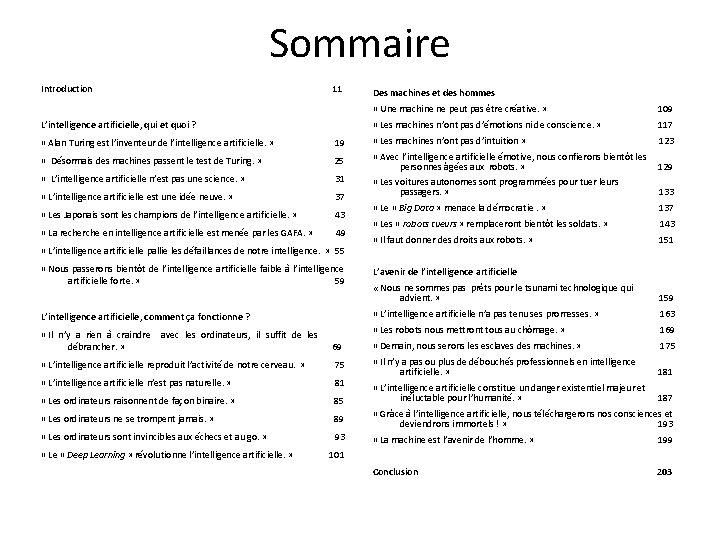 Sommaire Introduction 11 Des machines et des hommes « Une machine ne peut pas