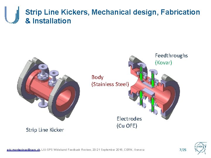 Strip Line Kickers, Mechanical design, Fabrication & Installation Feedthroughs (Kovar) Body (Stainless Steel) Strip