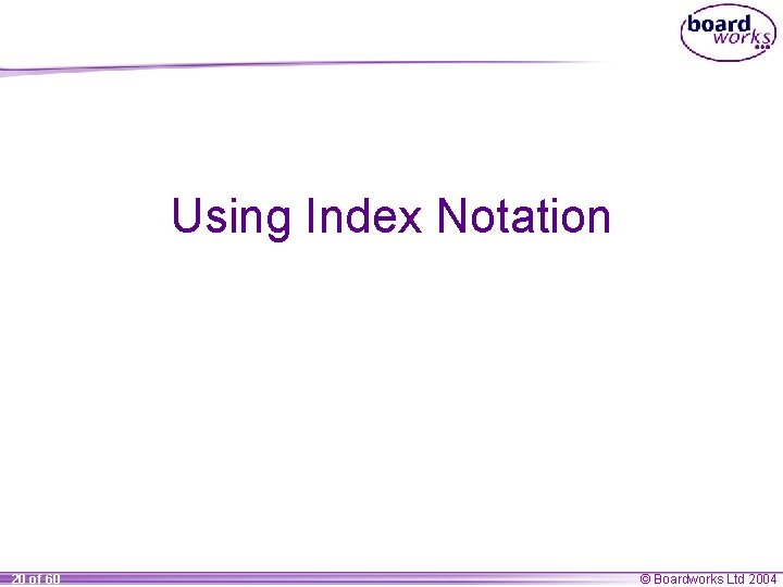 Using Index Notation 20 of 60 © Boardworks Ltd 2004 
