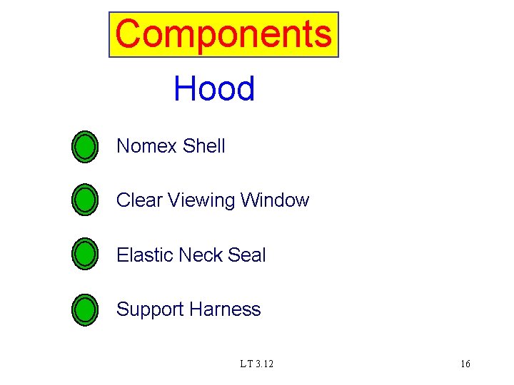 Components Hood Nomex Shell Clear Viewing Window Elastic Neck Seal Support Harness LT 3.