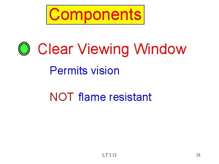 Components Clear Viewing Window Permits vision NOT flame resistant LT 3. 12 18 