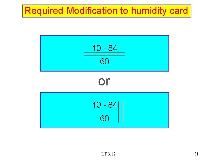 Required Modification to humidity card 10 - 84 60 or 10 - 84 60