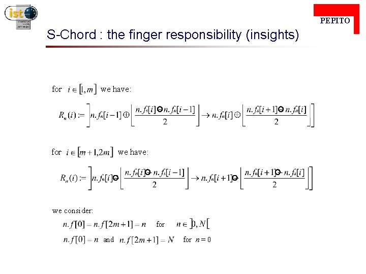  PEPITO S-Chord : the finger responsibility (insights) for we have: for we have: