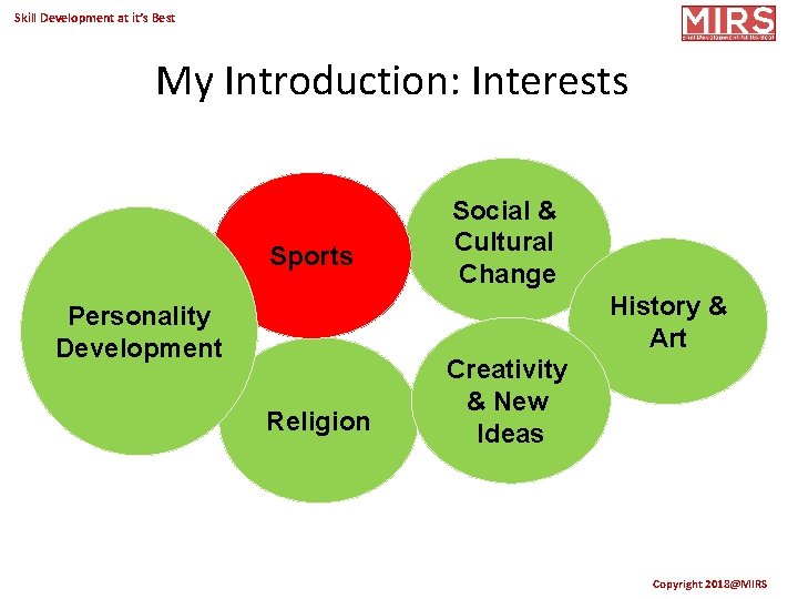 Skill Development at it’s Best My Introduction: Interests Sports Social & Cultural Change History