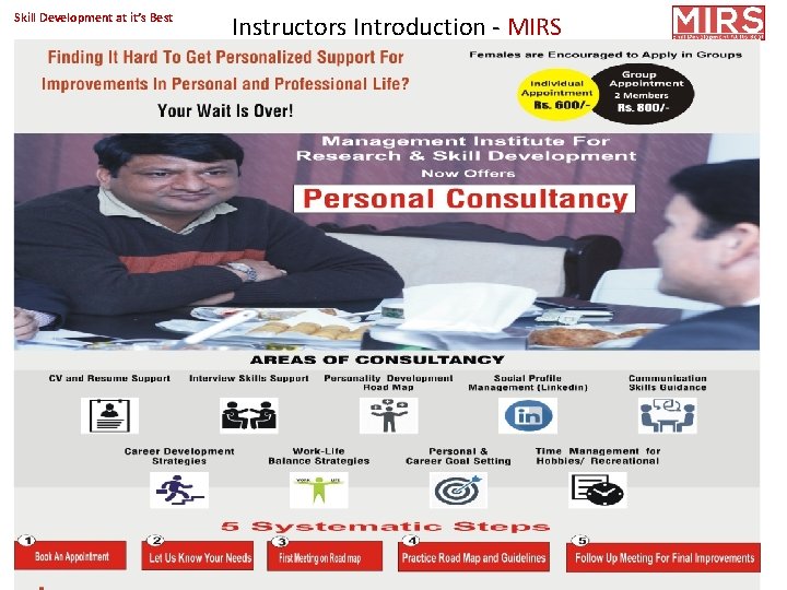 Skill Development at it’s Best Instructors Introduction - MIRS Copyright 2018@MIRS 