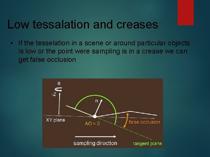 Low tessalation and creases • If the tesselation in a scene or around particular