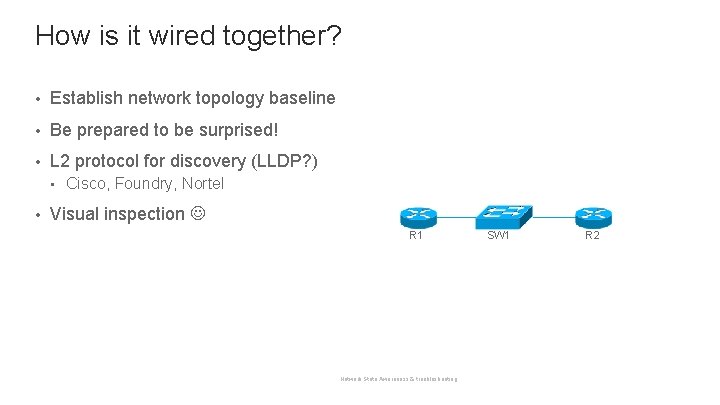 How is it wired together? • Establish network topology baseline • Be prepared to