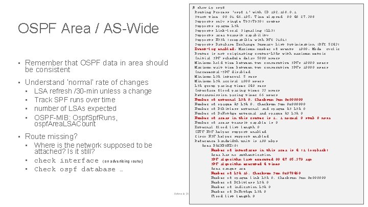 OSPF Area / AS-Wide • Remember that OSPF data in area should be consistent