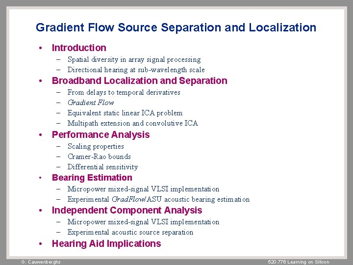 Gradient Flow Source Separation and Localization • Introduction – Spatial diversity in array signal