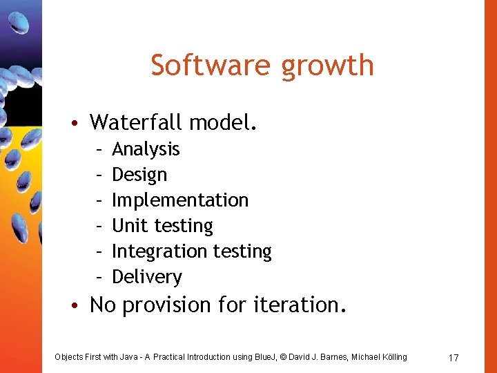 Software growth • Waterfall model. – – – Analysis Design Implementation Unit testing Integration Software growth • Waterfall model. – – – Analysis Design Implementation Unit testing Integration