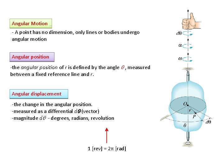 Angular Motion - A point has no dimension, only lines or bodies undergo angular