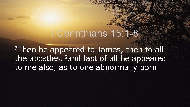 I Corinthians 15: 1 -8 7 Then he appeared to James, then to all