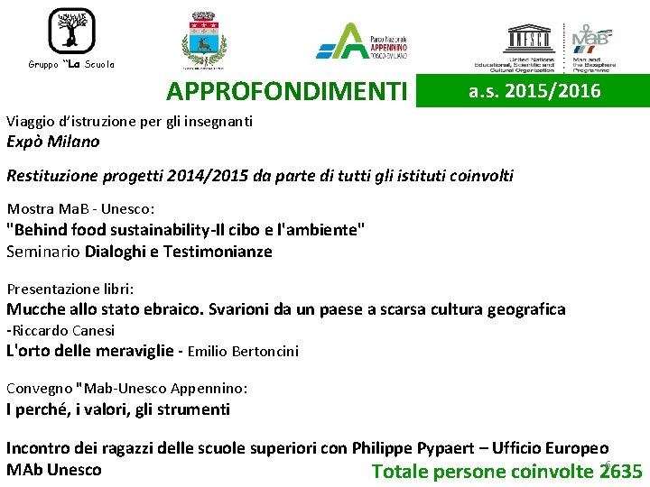 “La Scuola nel Parco” Gruppo APPROFONDIMENTI a. s. 2015/2016 Viaggio d’istruzione per gli insegnanti