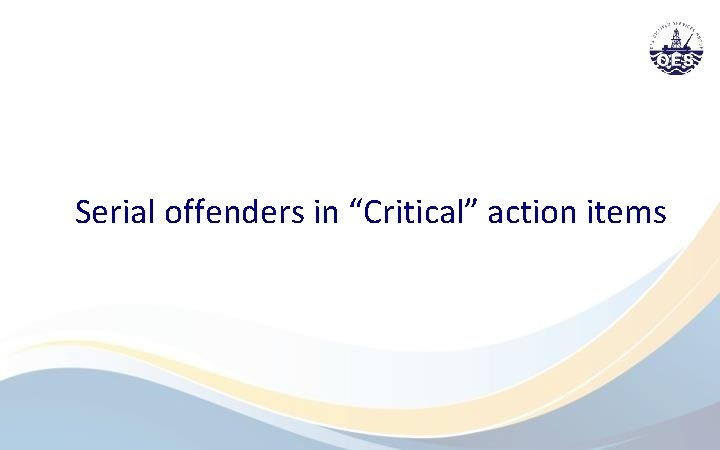 Serial offenders in “Critical” action items 