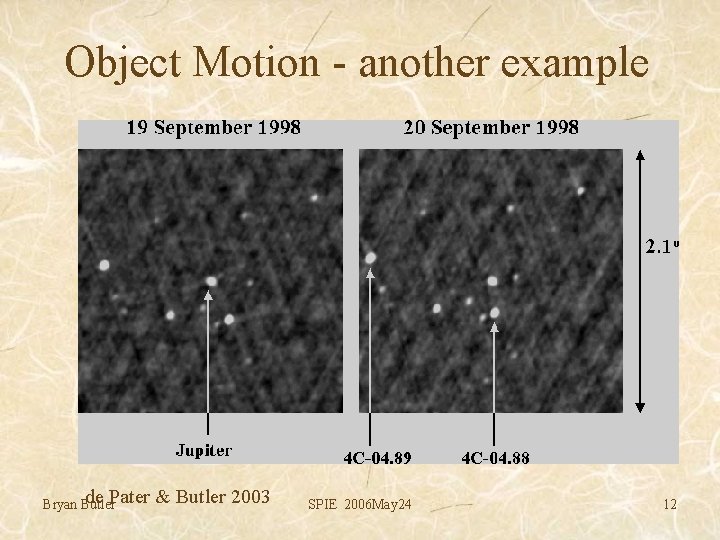 Object Motion - another example de Pater Bryan Butler & Butler 2003 SPIE 2006