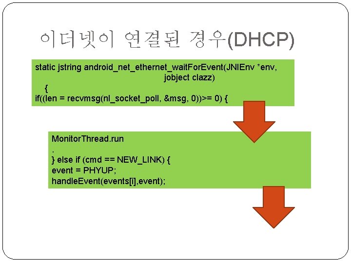 이더넷이 연결된 경우(DHCP) static jstring android_net_ethernet_wait. For. Event(JNIEnv *env, jobject clazz) { if((len =