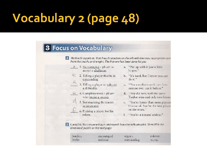 Vocabulary 2 (page 48) 